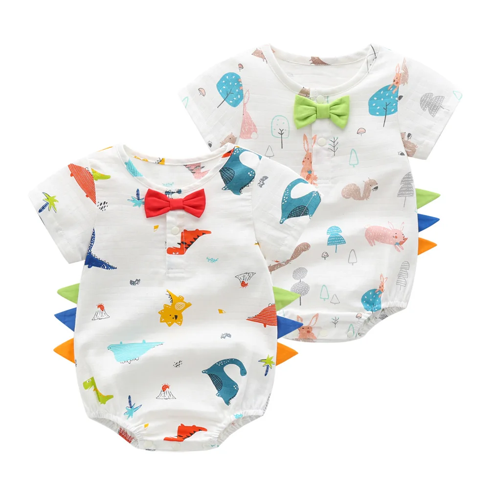 

Newborn Baby Bodysuits Fashion Dinosaur Print Infant Kids Bebes Cartoon Jumpsuits Outfits One Piece Toddler Summer Costume 0-18M