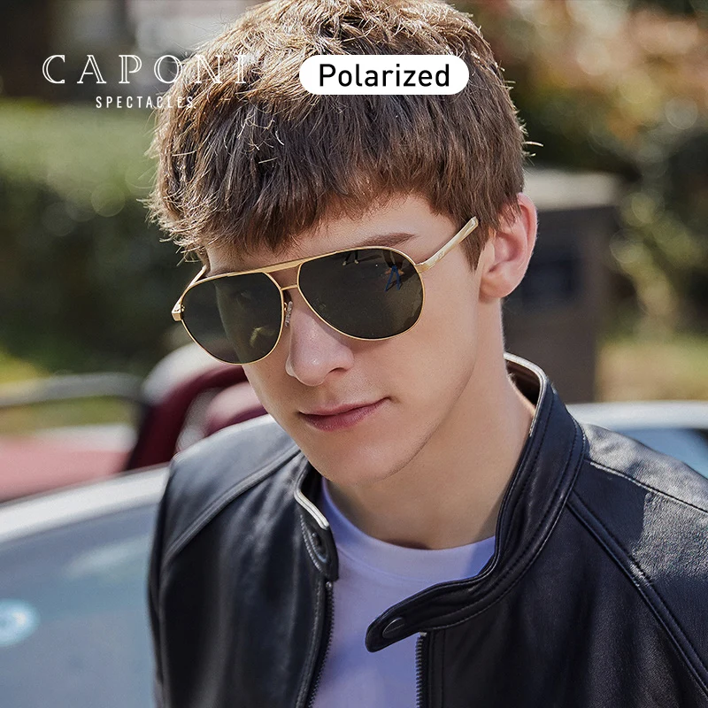 

CAPONI Driving Sunglasses Men Brand Designer Polarized Pilot Sun Glasses For Men High Quality Fashion Male's Shades UV400 CP8657
