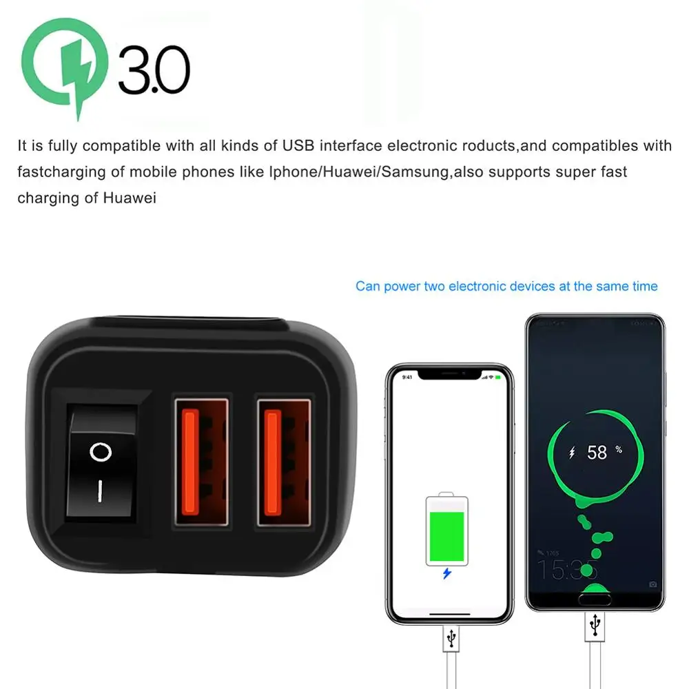 2021 motorcycle vehicle mounted charger waterproof usb adapter 12v phone dual quick charge 3 0 voltmeter switch moto accessory free global shipping