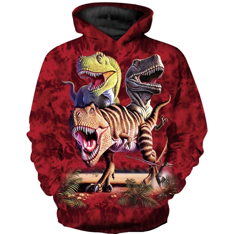 

New dinosaur dress-up style 3D printed European and American children's fall/winter hoodie on children's thin fleece sweater