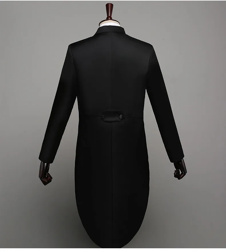 Смокинг Платье Classic мужской классический черный блестящий лацкан фрак смокинг