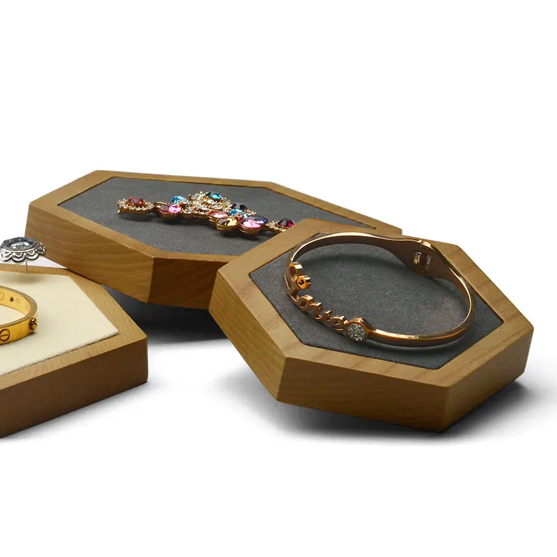 Oirlv 4PCS/2Set Rhombus Jewelry Display Stand with Microfiber Necklace Earrings Bracelet Holder Organizer  for Jewelry Showcase