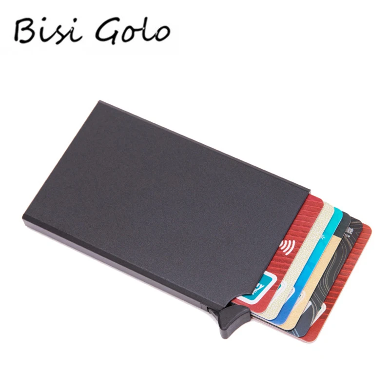 

Умный кошелек BISI GORO с RFID-защитой и функцией защиты от кражи, тонкий чехол унисекс для идентификационной Карты, автоматически сплошной метал...