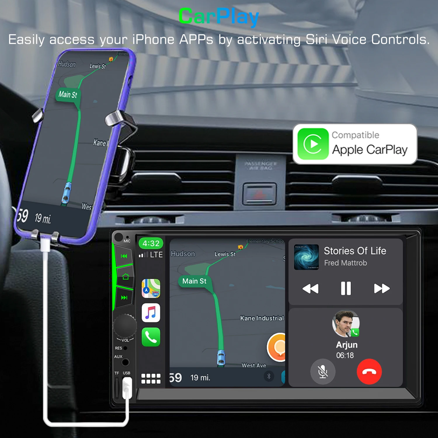 $75.30 Universal 2din 7inch MP5 Player Apple Carplay And Android Auto FM Bluetooth Car Audio For Nissan Toyota Universal Double Din Car