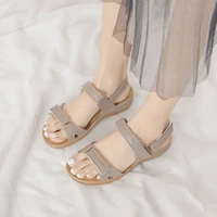 plus size 35 44 women wedge heel sandals new 2020 summer ankle strap ladies 3cm low heels shoes gladiator leather female sandals
