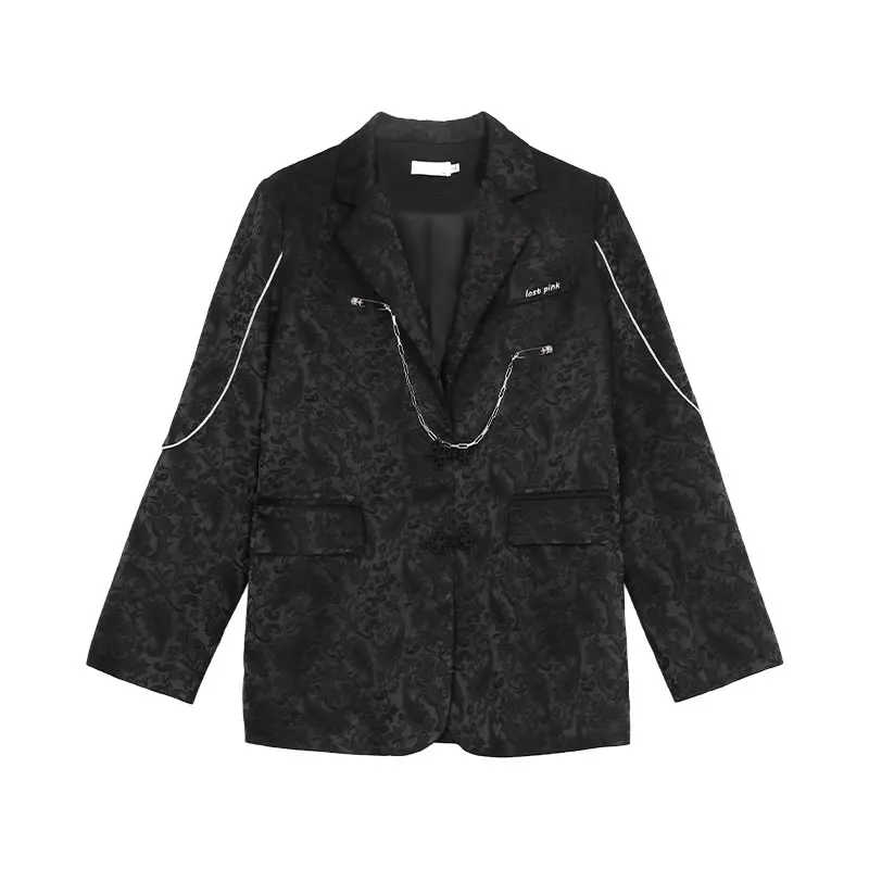 

XITAO Single Breast Blazer Fashion New Women Letter Pocket Goddess Fan Casual Style 2021 Spring Autumn Loose Blazer Coat ZY5405