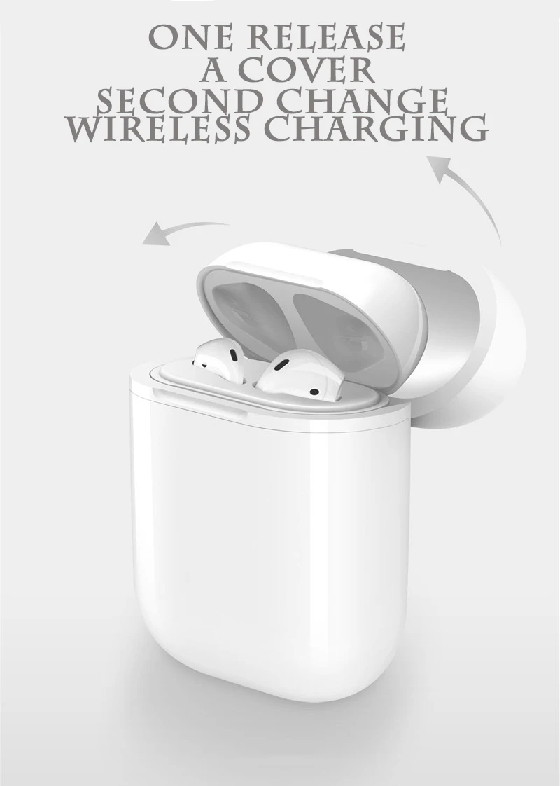 Чехол AirPods с беспроводной зарядкой для AirPods, Bluetooth гарнитура, беспроводной приемник, QI портативный
