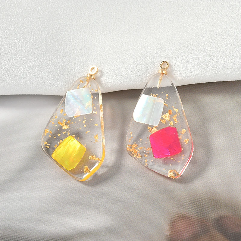 4 шт. Натуральный Цветной корпус золотой лист прозрачный акриловый кулон diy