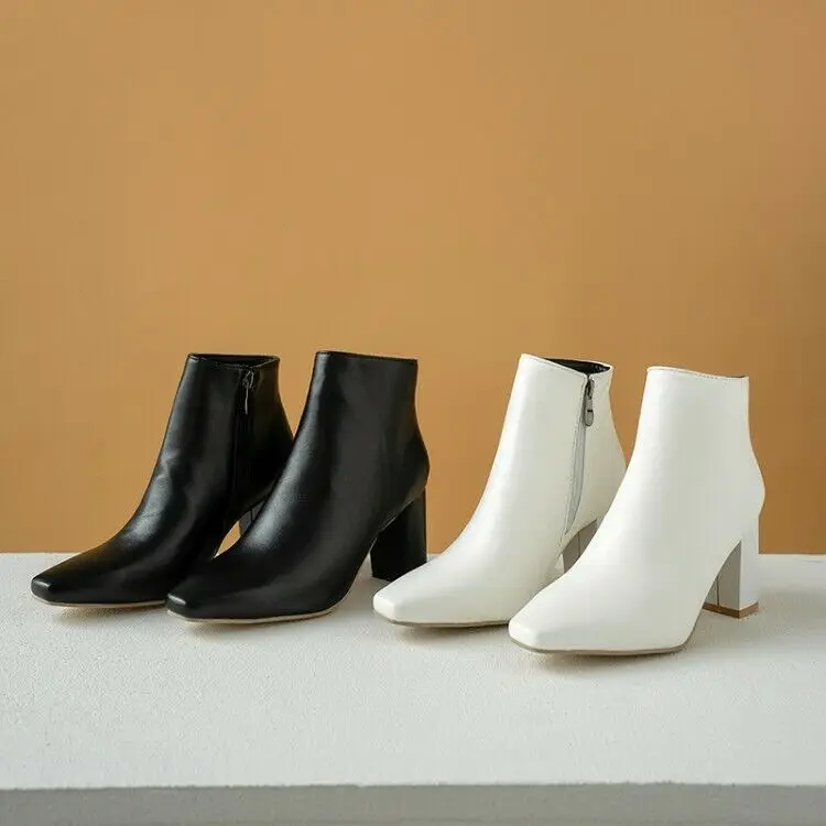 

Winter Ladies Casual Booties Block Heels Pointed Toe Ankle Boots Party Shoes