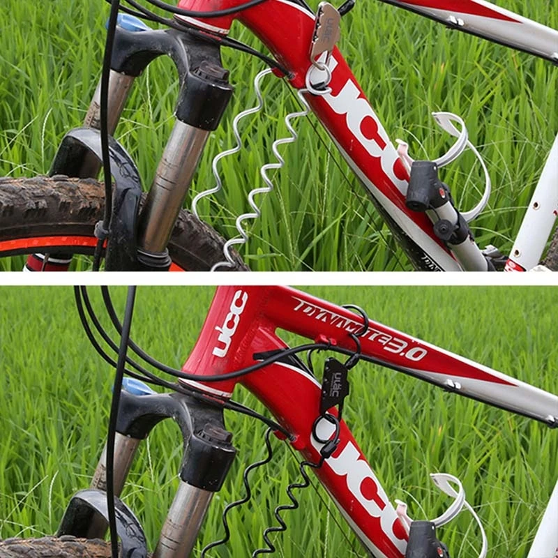 Цинковый сплав мини портативный пружинный Противоугонный велосипедный замок 3