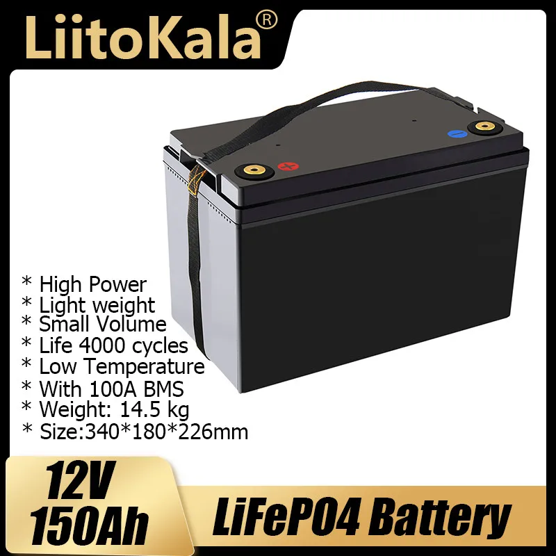 

LiitoKala 12.8V 150Ah Lifepo4 Battery Pack Lithium Iron Phosphate Deep Cycle Batteries for boat motor inverter EU US Tax Free
