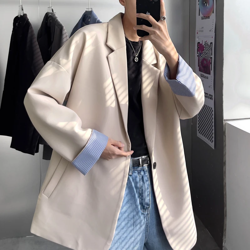 2022 новые роскошные классические мужские синие повседневные блейзеры в Корейском