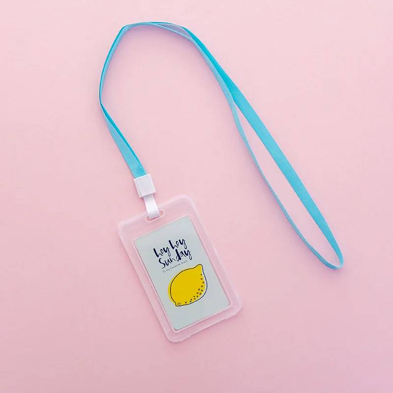 

Student Card Holder Bag Fruit Style Women Men Work ID Bus Identity Credit Card Cover Bag Case Retractable Badge String