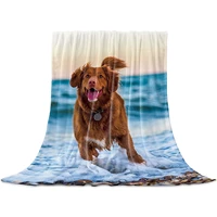 fleece throw blanket full size the dog animal running at the beach lightweight flannel blankets for couch bed living room war