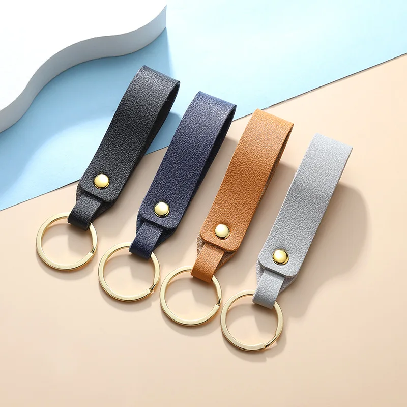 

Leather Keychain Women Men Black Buckle Car Key Ring Chain Holder Jewelry Gift orange keychain