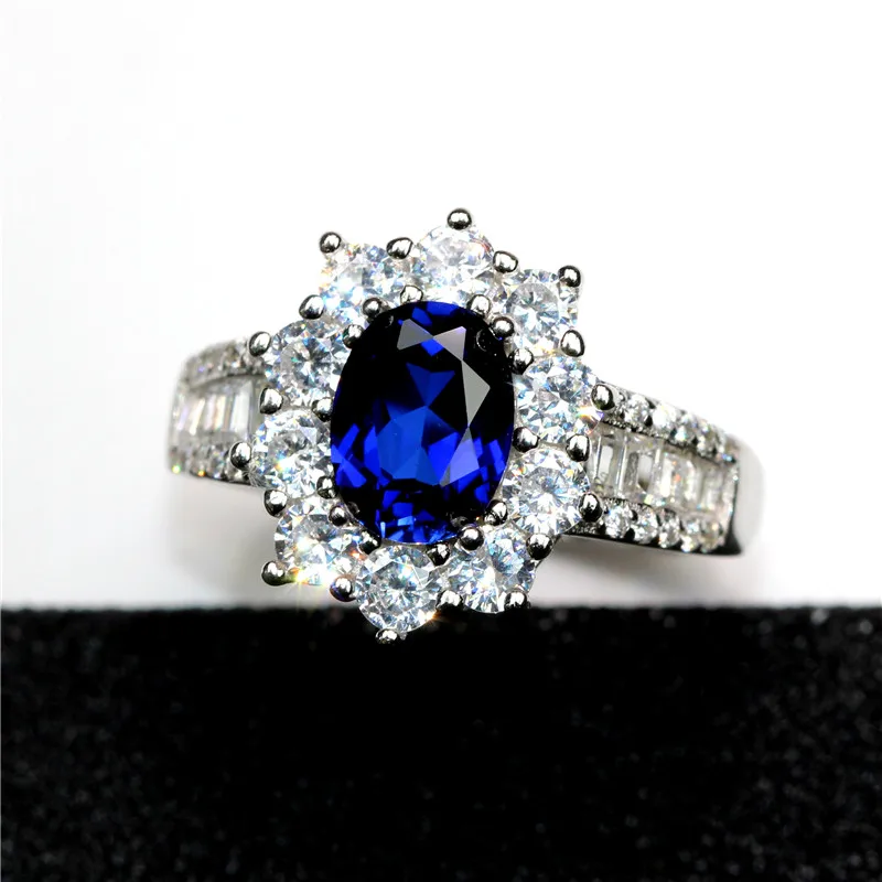 

Luxury Female Natural Blue Sappphire Ring Promise Rose Gold Engagement Ring Crystal Solitaire Oval Wedding Rings For Women