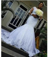 african mermaid wedding dresses lace appliques plus size wedding dress illusion long sleeves bridal gowns vestidos de novia