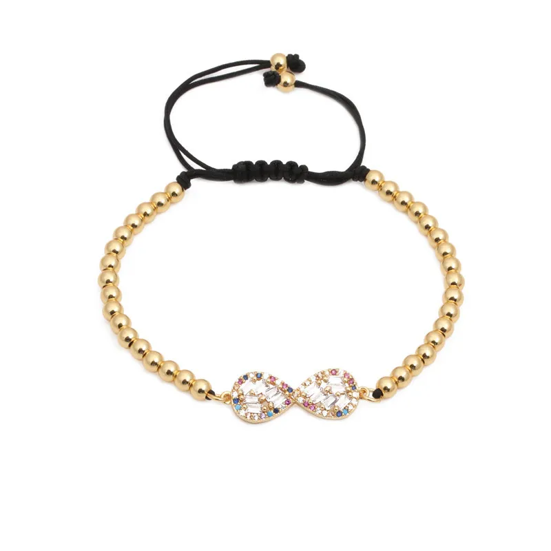 Женский Регулируемый браслет с кубиками циркона 4 мм золотым покрытием |