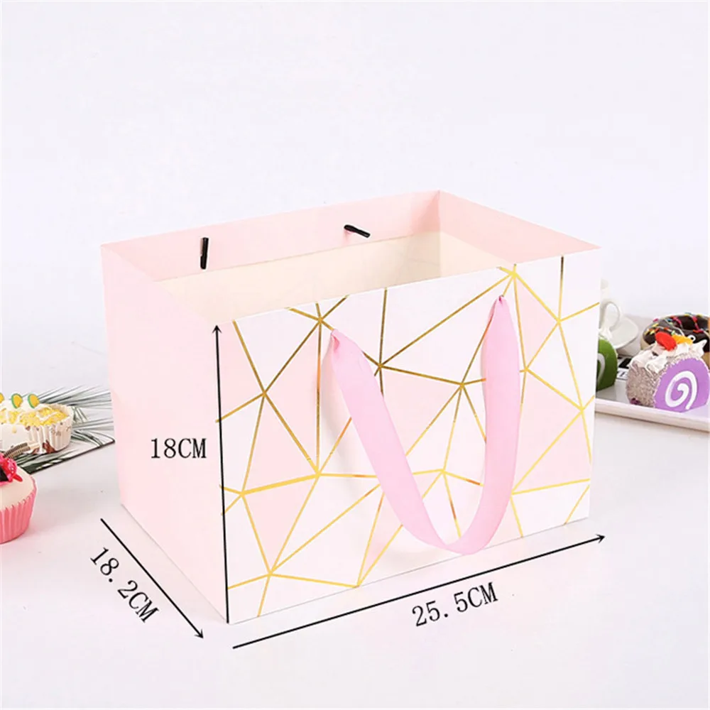 

6 Grid Pink Bronzing Mooncake Paper Box Cookie Pastry Food Package For Wedding Party Birthday Gift Portable Packaging Box