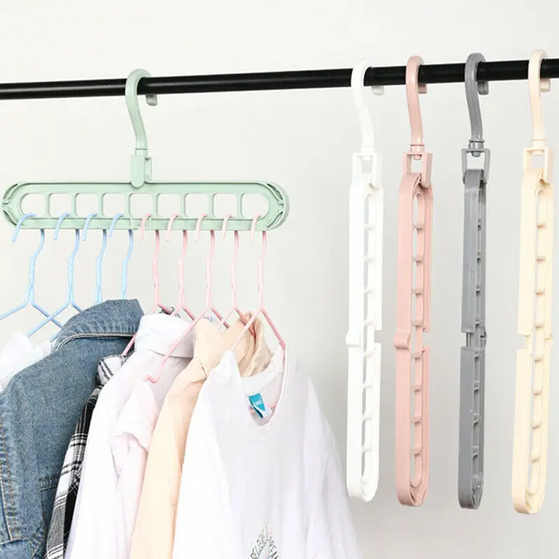 9 Holes Multi-fuction Clothing Hangers Wonder Closet Space Saver Organizer Hot Sale Rotatable Plain Colour Storage Rack | Дом и сад