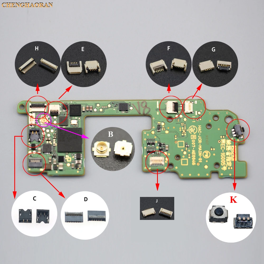 YuXi 2pcs сменная плата гнезда соединителя FPC зажим для переключателя ined NS Joy-Con PCB