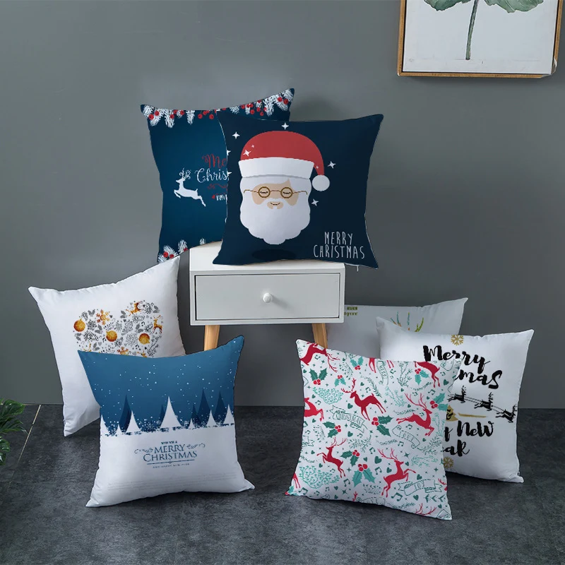 

Merry Christmas Popular Xmas Gift 2019 New Hot Sale Happy New Year 45x45cm Christmas Decoration 1PC Cover For Home
