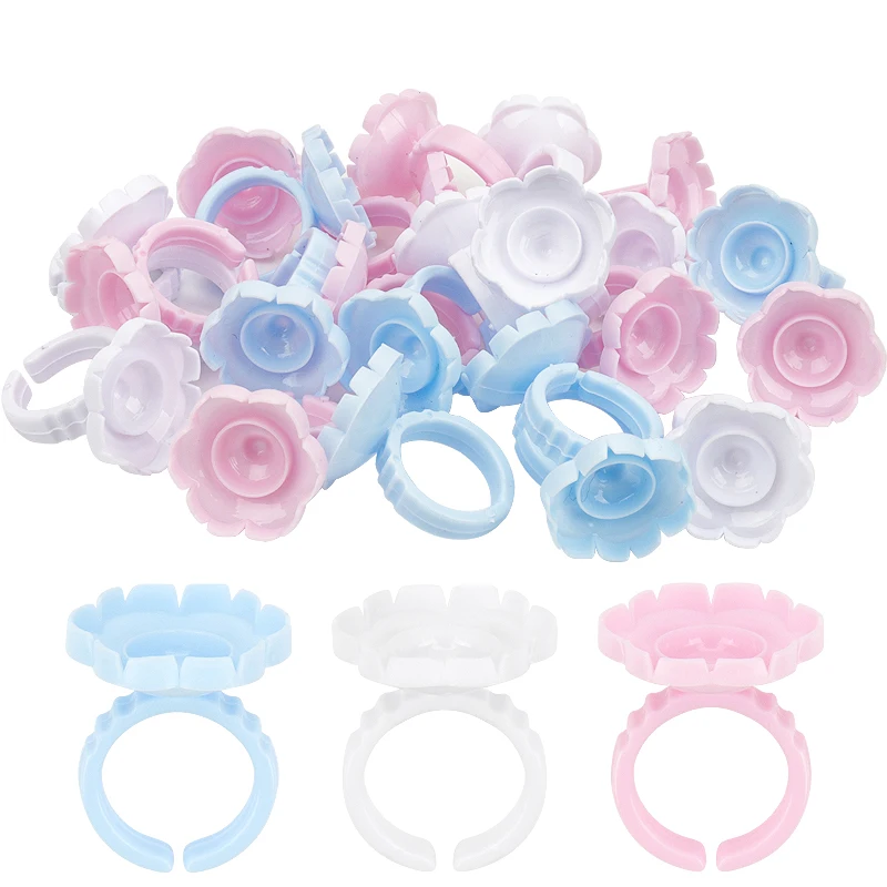 

100 Pcs Disposable False Eyelash Glue Cup Ring Holder Container Tattoo Pigment Eyelash Extension Tool Accessories Lash Supplies