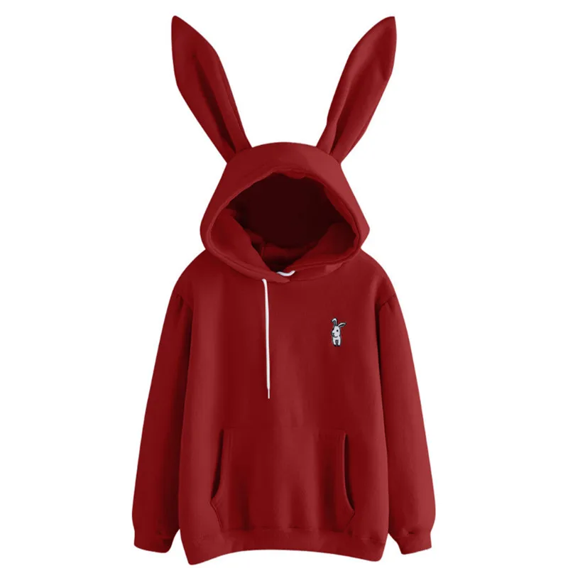 Осень 2020 женская толстовка с капюшоном кроличьими ушками длинным рукавом