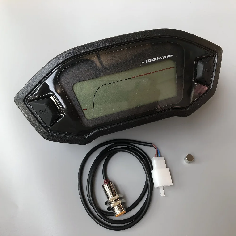 Универсальный мотоцикл lcd цифровой 13000 об/мин Спидометр подсветка Цикл двигателя