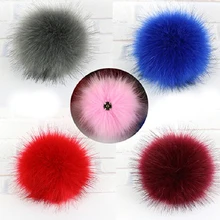 1PC Fur Pompon Foxes DIY Accessories Fur Pompom For Women Hat Clothes Gloves Fur Pom Poms Caps Soft Concealed button Handmade (1)