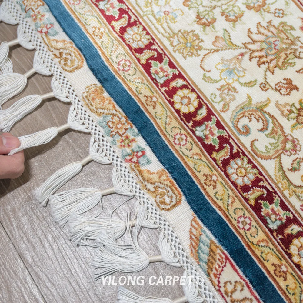 Индийский ковер Yilong 5 6 'x 8 3' Синий Домашний Шелковый коврик Тебриз ручной