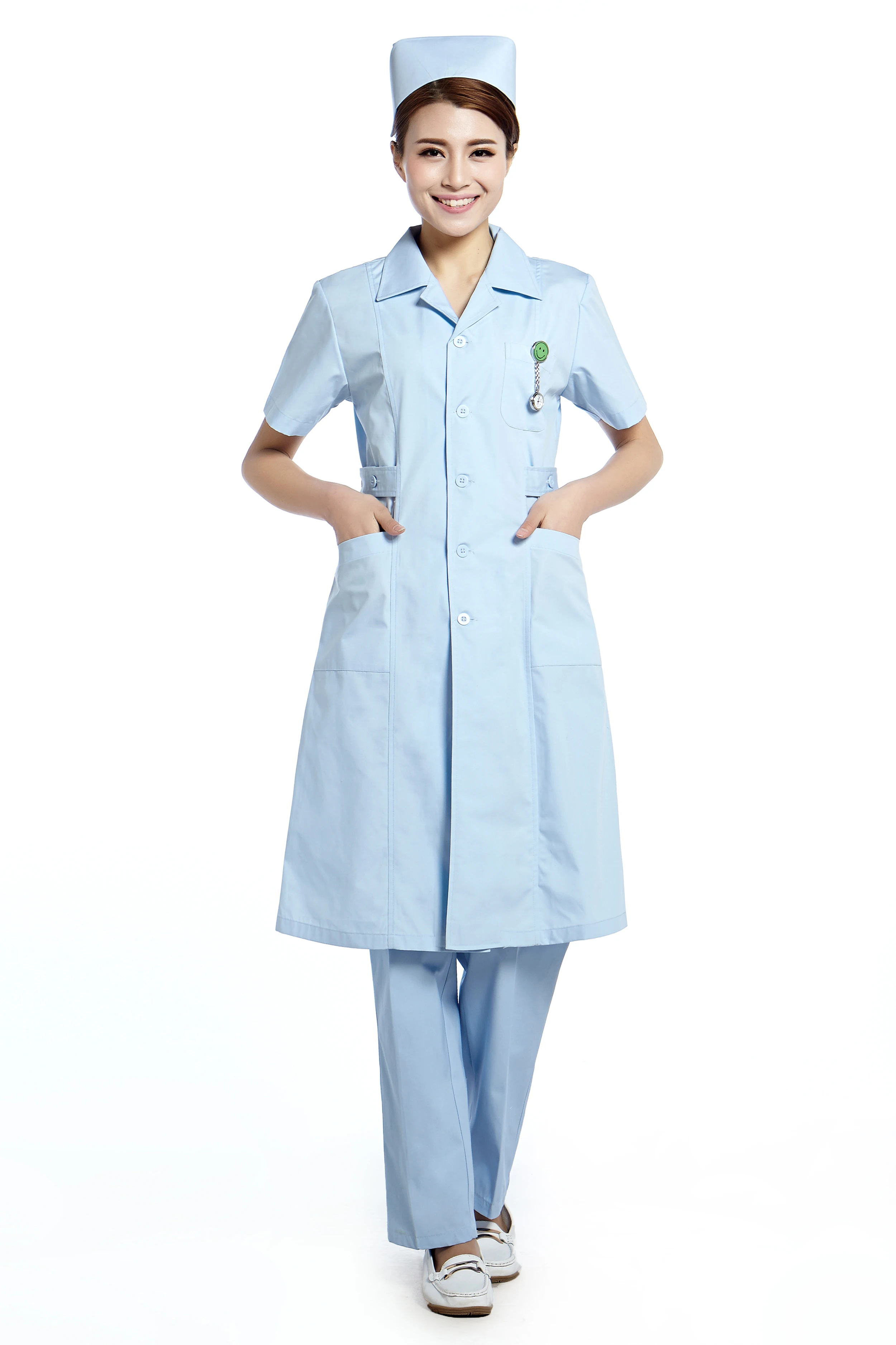 Женская с коротким рукавом униформа медсестры рабочая одежда для больниц синий