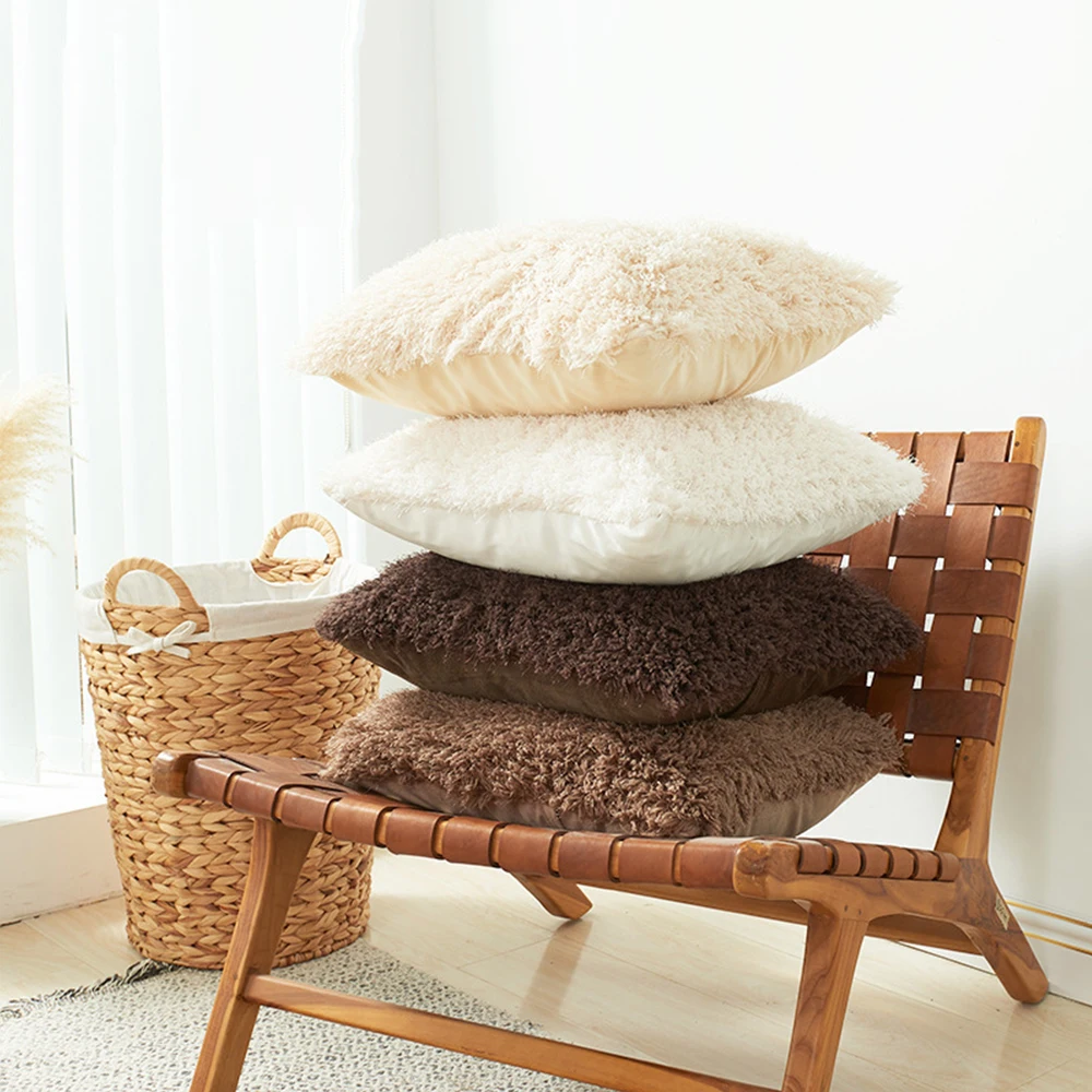 

50*30cm Pure Color Plush Lamb Velvet Pillowcase Autumn And Winter Style Straw Velvet Pillow Covers Home Sofa Decor Cushion Cover