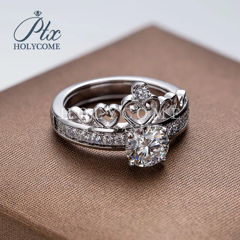 

Wholesale price beautiful ring white color 1ct round cut silver moissanite rings