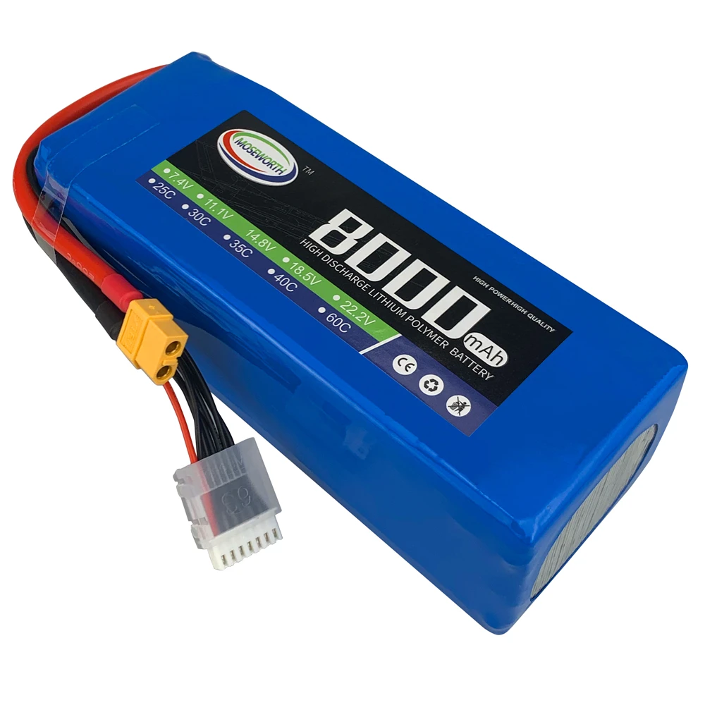 4S-bater&iacute;a LiPo para coche, cuadric&oacute;ptero, helic&oacute;ptero, avi&oacute;n, barco, Dron, helic&oacute;ptero, 14,8 V, 8000mAh, 30C, 40C, 60C-3