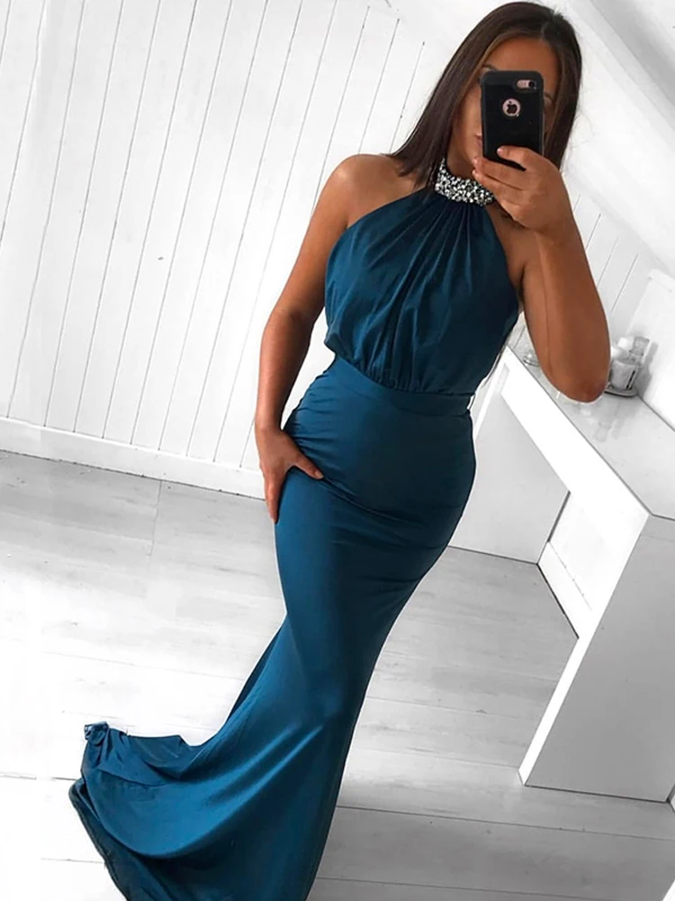 

Bepeithy 2020 Halter Mermaid Lange Prom Jurken Voor Vrouwen Sexy Rode Vestido Madrinha Avondjurk Party Elegant Met Riem