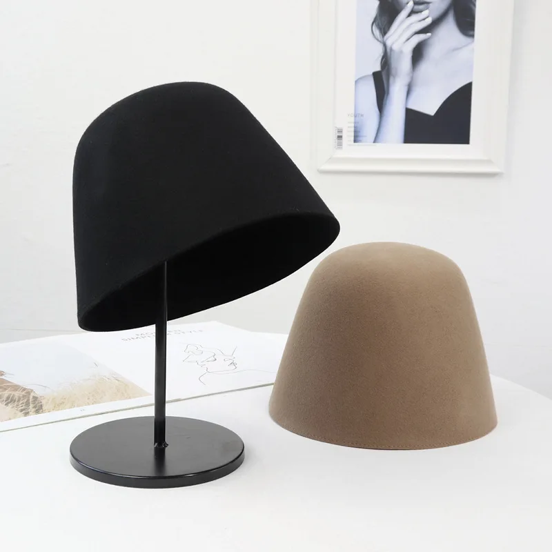 

Vintage Bucket Hat Cap Panama Women Vintage Winter Wool Fisherman Hip Hop Caps Casual Men Fashion Caps Flat Woman's Hats