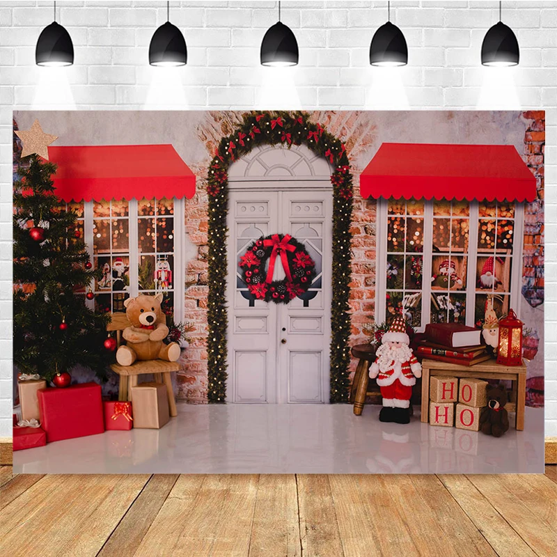 

Christmas Newborn Cake Smash Background Baby Portrait Fireplace Frozen Window Backdrop Xmas Trees Snow Winter Photography Props