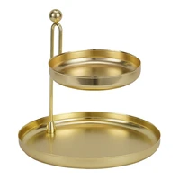 golden double layer metal snack plate fruit bowl storage platters and trays kitchen accessories