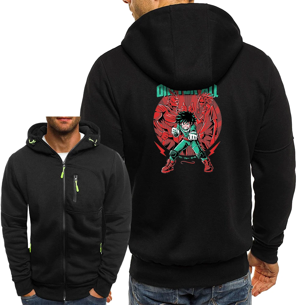 

One For Deku My Hero Academia Outerwear Men Casual Zip Fashion Jackets Japan Anime Cool Hooded Coat Harajuku Streetwear Jacket