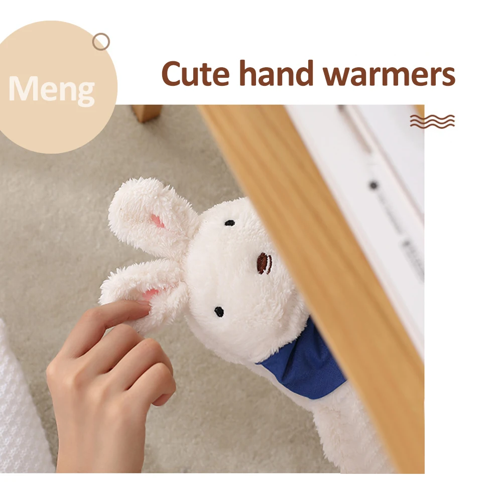 

Valentines day gift Creative Cartoon Rabbit Bear Hot Water Bottle Cover Plush Fabrics Fur Warm Bag Removable Washable