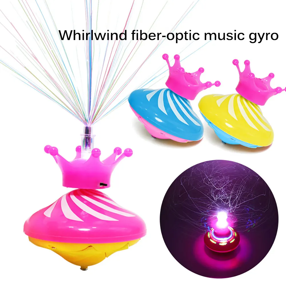 Детский Забавный НЛО светильник флеш коронку волокна Электрический музыкальный