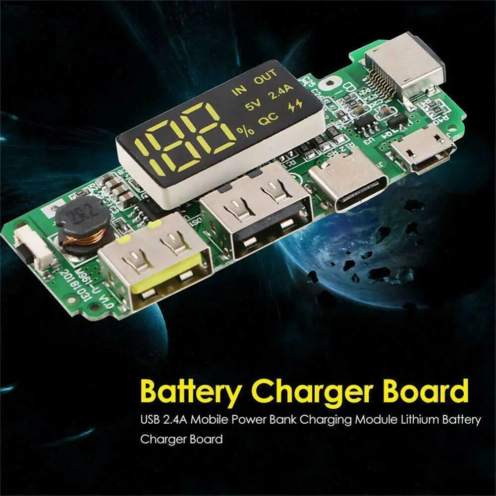 

LED Dual USB 5V 2.4A USB Mobile Power Bank 18650 Charging Module Lithium Battery Charger Board Circuit Protection