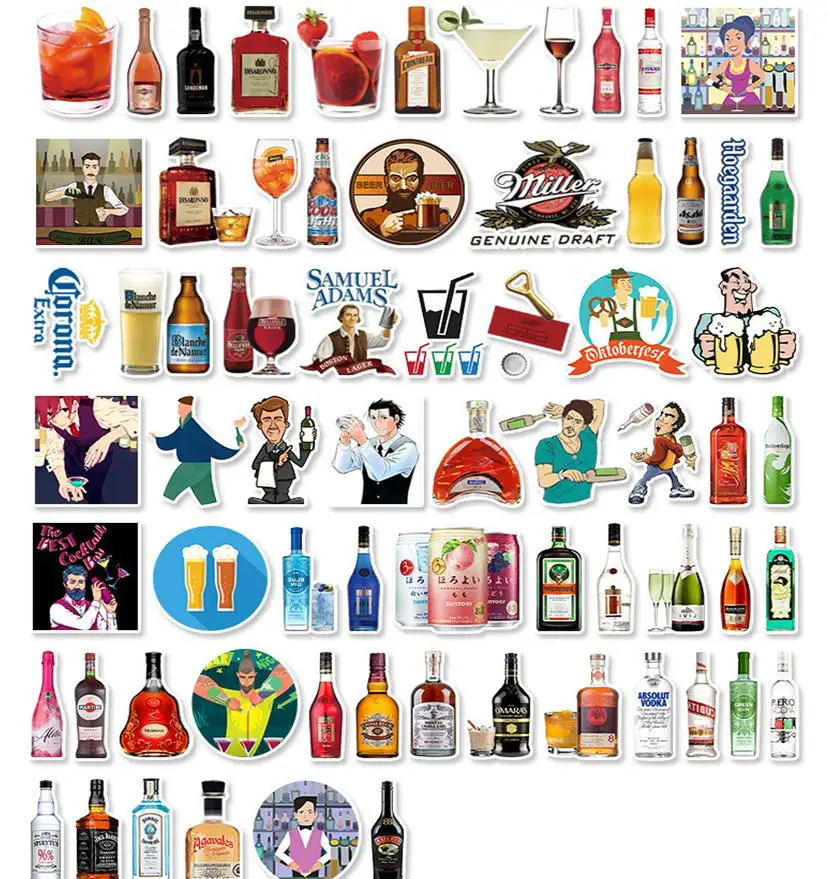 103067pcs cartoon wine bottle sticker school student diary hand ledger stationery mobile phone guitar decoration kawaii toys free global shipping