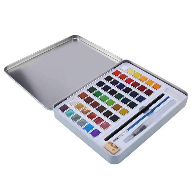 

XILEYW Solid Watercolor Paint Set, Portable Iron Box Pigment Set, Hand-Painted Pearl Color Nail Is Suitable For Art