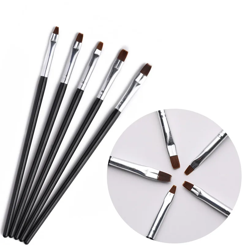 5pcs brush LILYCUTE 20ml Poly Extension Gel Kit Quick Building Gel White Clear LED Acrylic Builder Nail Tips Nail Art Gel Brush Tool Set - Цвет: 5pcs brush