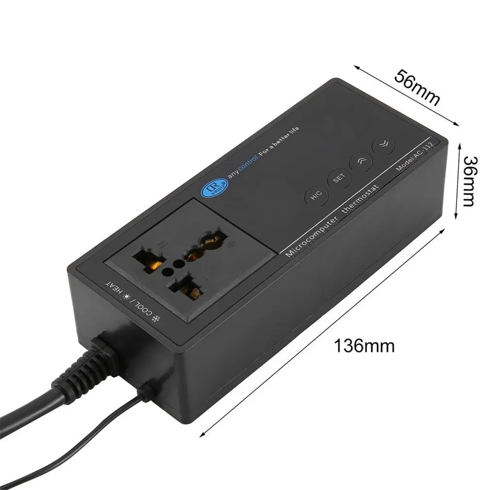 

AC-112V Aquarium Reptile Temperature Controller Digital Display Intelligent Plug-in Thermostat Universal Socket Regulator