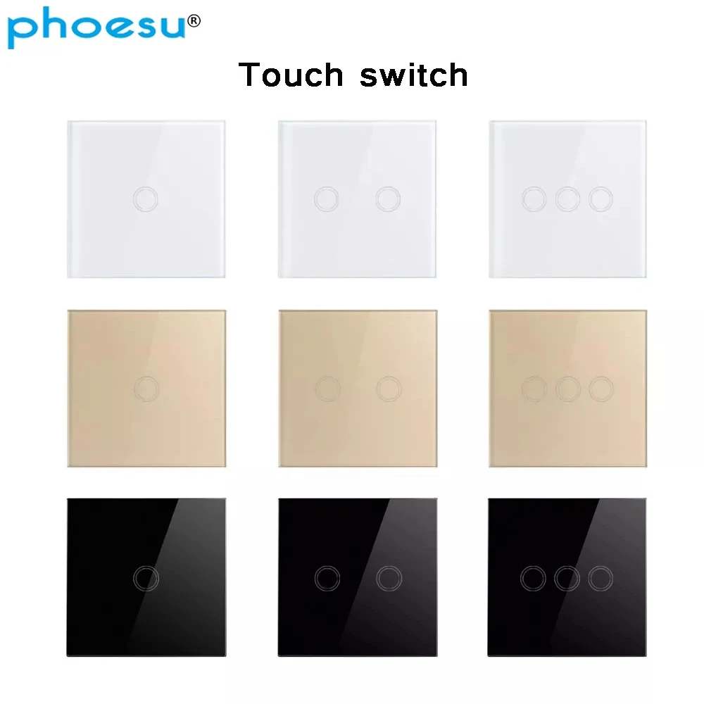 Выключатель настенный сенсорный Европейского/британского стандарта 2 клавиши 1