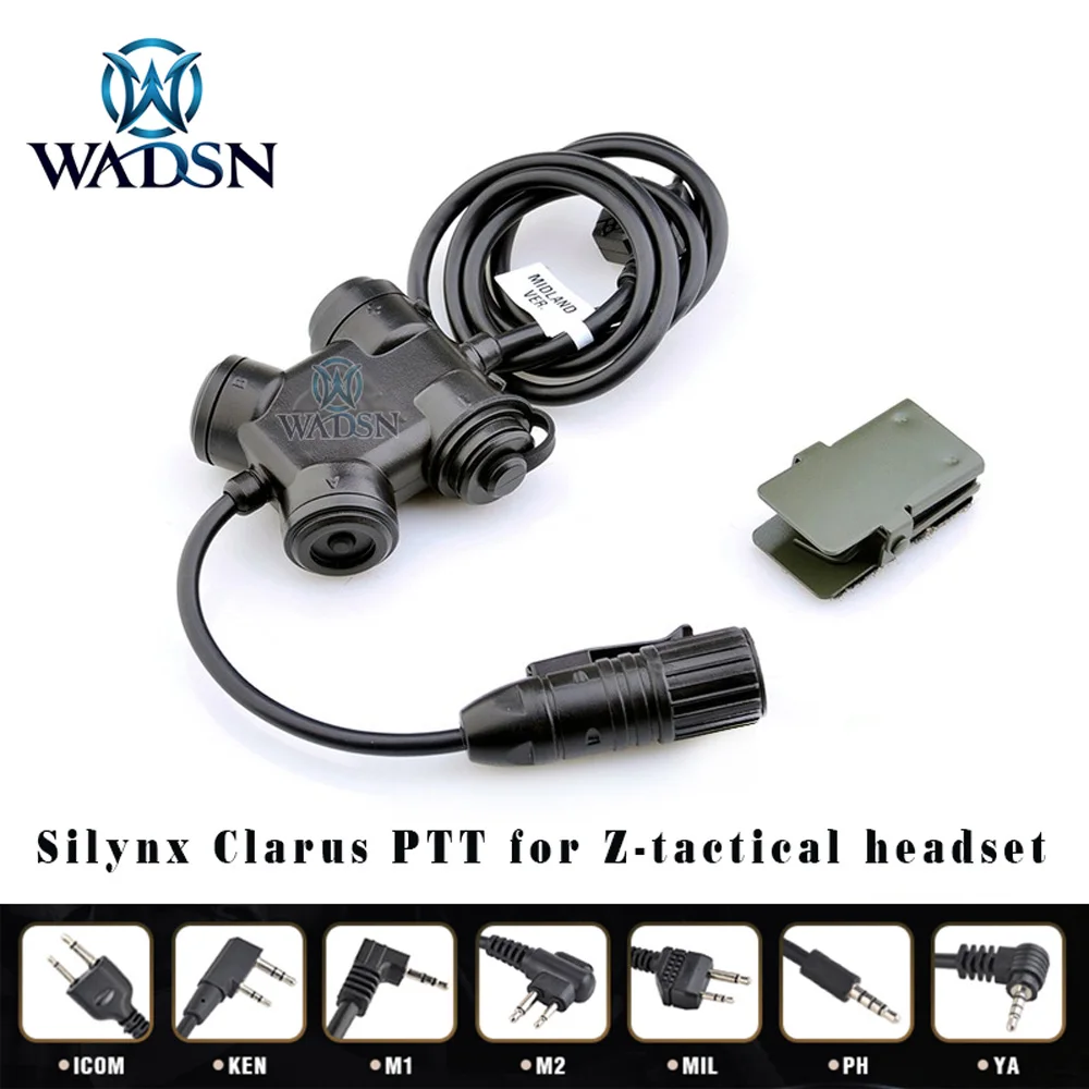 WADSN Airsoft тактическая гарнитура кнопка PTT Silynx Кларус Ptt KEN Midland Радио адаптер Аксессуары для наушников