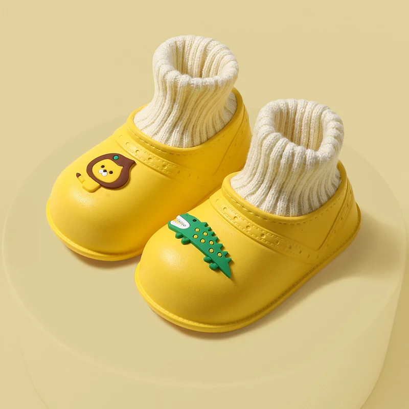 

Waterproof Children's Cotton Plush Slippers Boys' Winter Kids Plush Indoor Household Cover Heel Slipper Children's Home Shoes